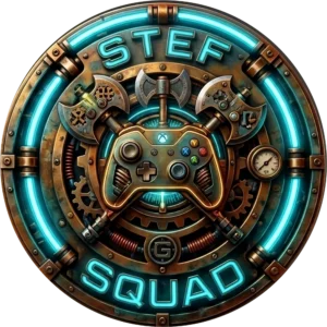 Officieel logo van Stef Squad Gaming, het livestream- en gamingkanaal van Steamline Media.